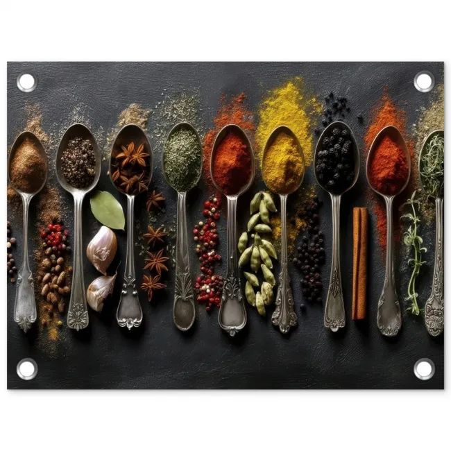 Lepels - Specerijen - Kaneel - Chili tuinposter los doek klein -3d