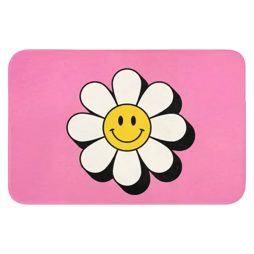 Smiley - Bloem - Roze WCmat klein -3d