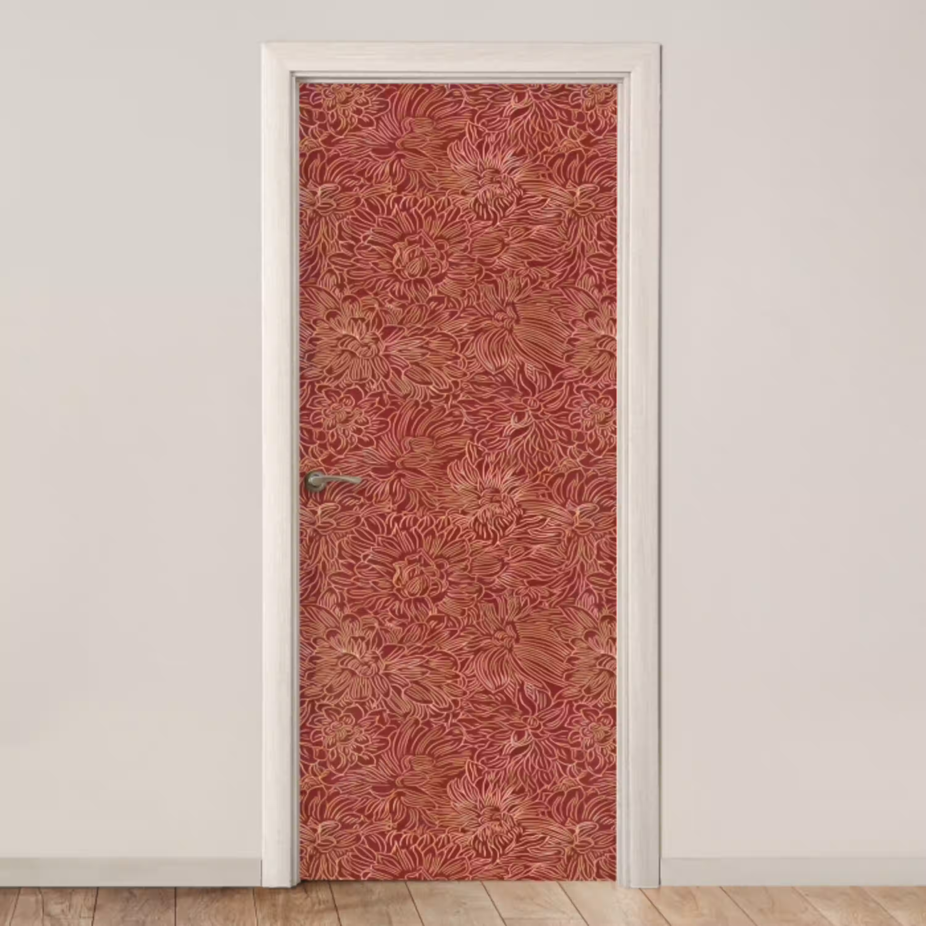 Bloemen - Motief - Rood deurposter klein 289 -3d_beige