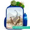 Dinosaurus - Landschap - Tropisch - Kinderen - Jongens Kinderrugzak - Blauw middel -inhoud_UK