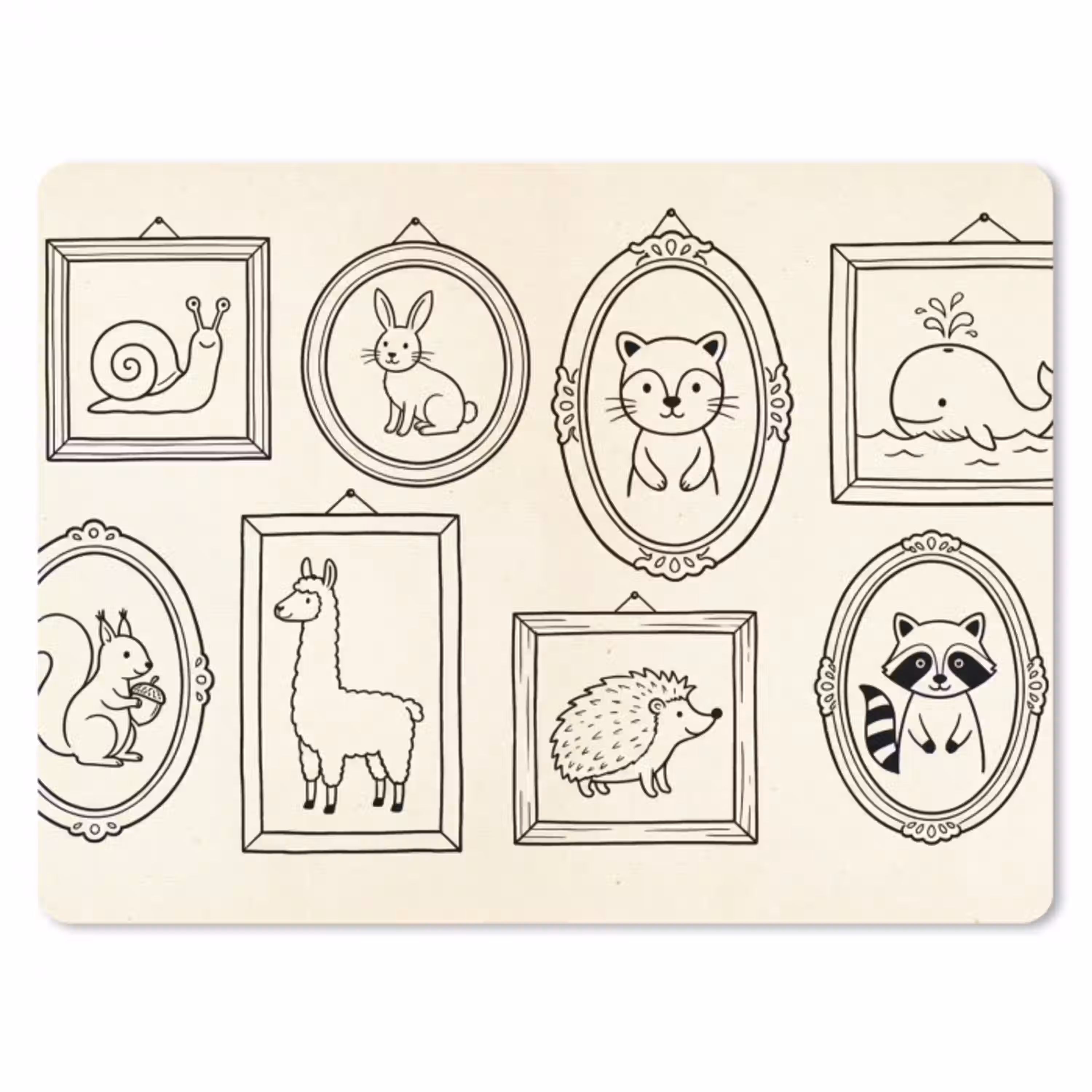 Dieren - Illustratie - Lijsten - Galerij - Speels muismat rubber klein -3d