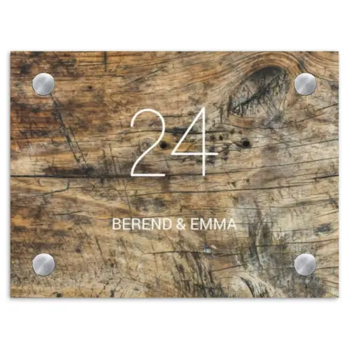 Verweerd hout - Klassiek Naambord Rechthoek middel -3d