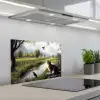 Kat - Beekje - Weide keuken achterwand spatscherm klein -3d_schuin