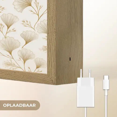Ginkgo - Takken - Goud Light Box met batterij (Wandlamp) middel 907 -USP_websiteoplaadbaarNL