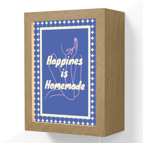 Lijntekening - Vrouw - Quote - Blauw Light Box met kabel (Wandlamp) klein -3d