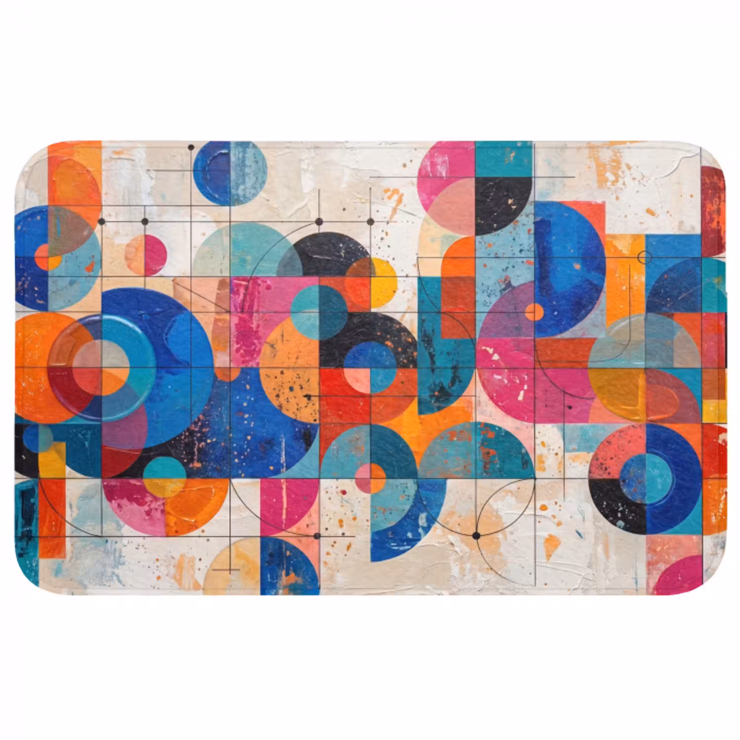 Kunst - Geometrisch - Abstract - Kleurrijk Badmat middel -3d