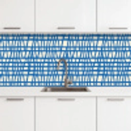 Ruitpatroon - Blauw - Crème keuken achterwand 2 middel 871 -3d