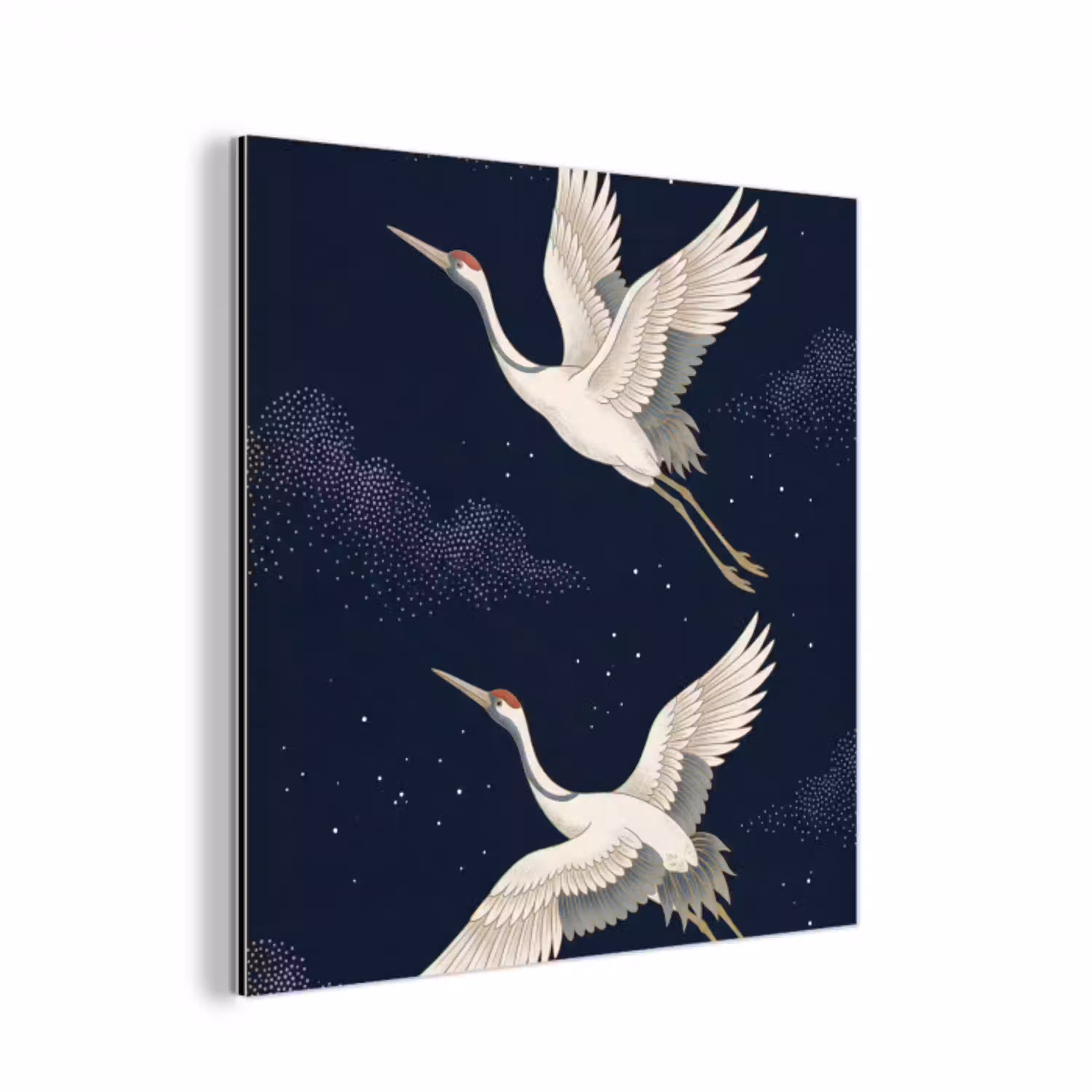Kraanvogels - Nachthemel - Blauw aluminium wit klein -3d