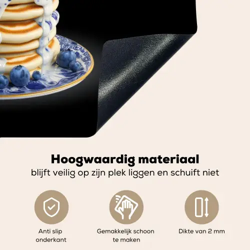 Pannenkoeken - Blauwe Bessen - Bord Inductie beschemer met haakjes klein -ky-onderkant-nl