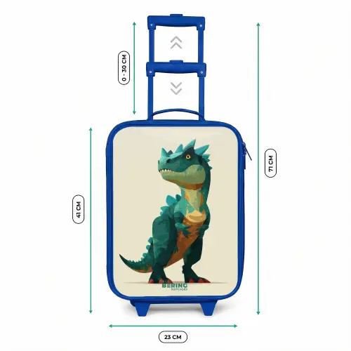 Gehoornde dino met scherpe blik Kinderkoffer - Blauw klein -productfoto_formaten
