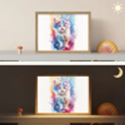 Kat - Kleurrijk - Verf - Dier - Wit Light Box met batterij (Wandlamp kind) middel -sfeer3_kind