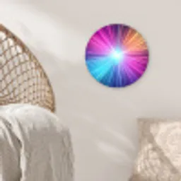 Abstract - Light - Burst - Modern - Colorful Wandcirkel kunststof plaat 5mm dik klein -sfeer5