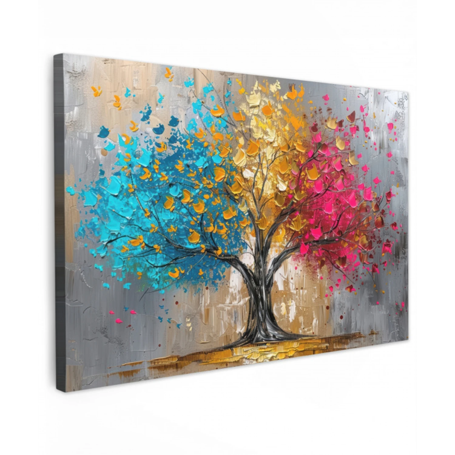 Boom - Kleurrijk - Grijs - Modern canvas 2cm klein -z3d