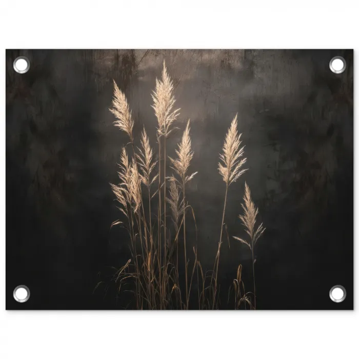 Siergras - Pluimen - Verlichting - Zwart tuinposter los doek klein -3d