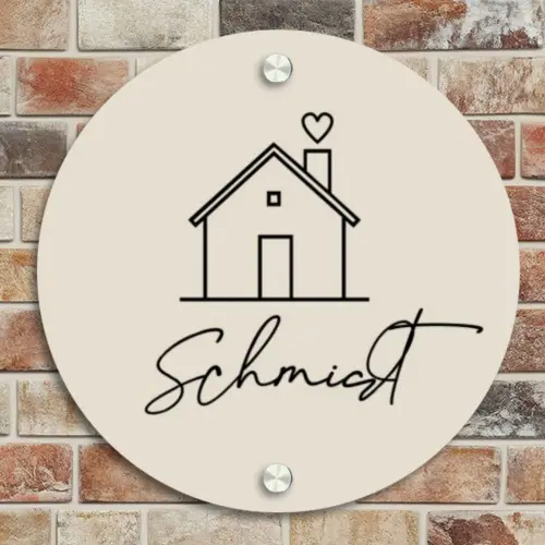 Huis illustratie - Sierlijk Naambord Rond klein -sfeer2