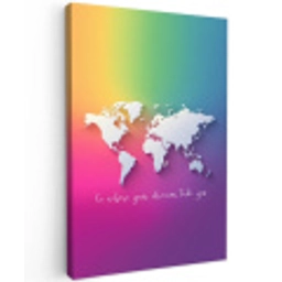 Regenboog - Quote - Wereldkaart - Dream Tuinposter op houten frame 2 cm dik middel -3d