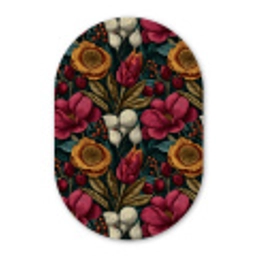 Bloemen - Patroon - Rood - Goud Wandcirkel Ovaal Forex klein 630 -3d