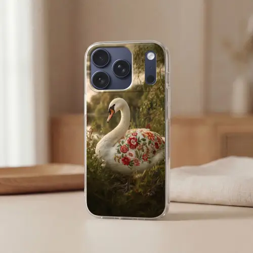 Zwaan - Bloemen - Natuur Telefoonhoesje iPhone 17 Pro klein -sfeer2