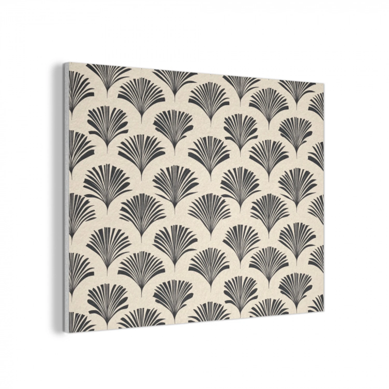 Waaiers - Botanisch - Zwart - Beige PET vilt klein 837 -3d