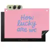 How lucky are we - Klavervier - Roze - Blauw Inductie beschemer met haakjes klein -3d