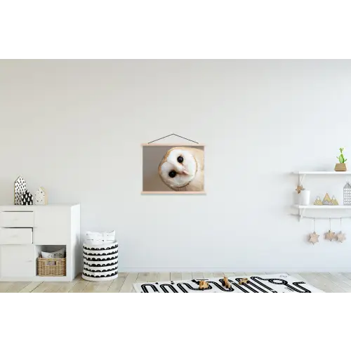 Uil - Bruin - Wit textielposter latten blank klein -kinderkamer