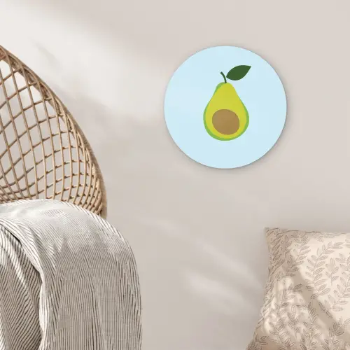 Avocado - Illustratie - Groene - Vrucht Wandcirkel kunststof plaat 5mm dik klein -sfeer5