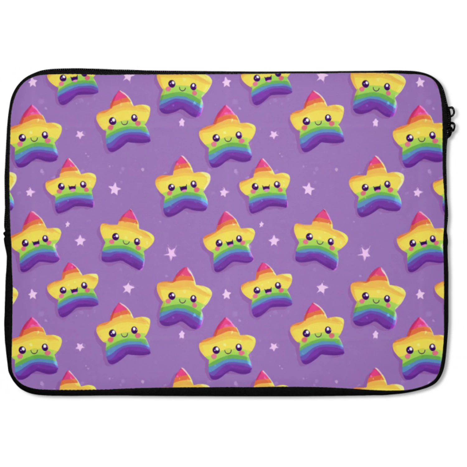 Sterren - Regenboog - Paars laptophoes neopreen klein 279 -zkaufland3dotto