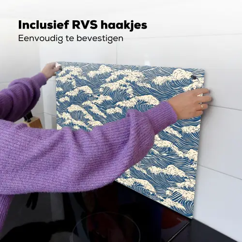 Golven - Klassiek - Blauw Inductie beschemer met haakjes klein 777 -ky-ophangen-nl
