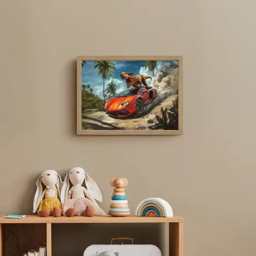 Sportauto - Rood - Dino Light Box met batterij (Wandlamp kind) middel -sfeer2_kind