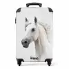 Wit paard met wapperende manen Koffer - NBS - Handbagage middel -productfoto_recht