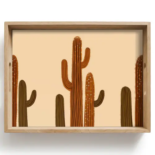 Cactus - Woestijn - Zand - Bruin Dienblad Rechthoek middel -z3d_shopping