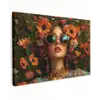 Vrouwen - Bloemen - Modern - Bril - Abstract canvas 2cm klein -z3d