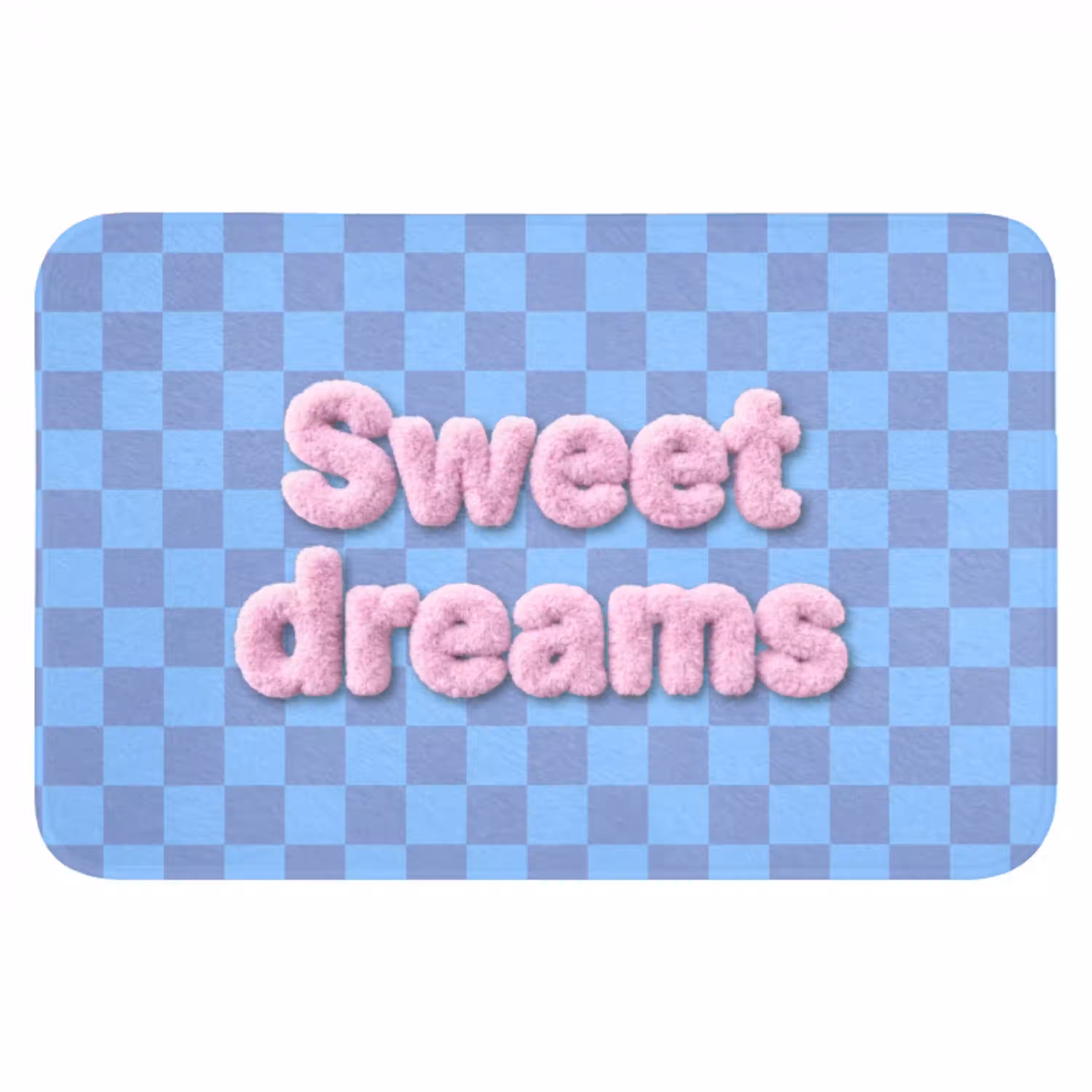 Sweet dreams - Vierkanten - Roze - Blauw Badmat klein -3d