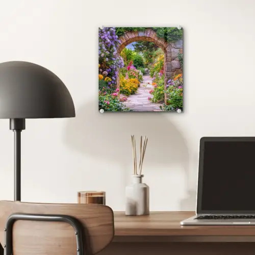 Doorkijk - Bloemen - Pad - Natuur plexiglas 5mm klein -sfeer6