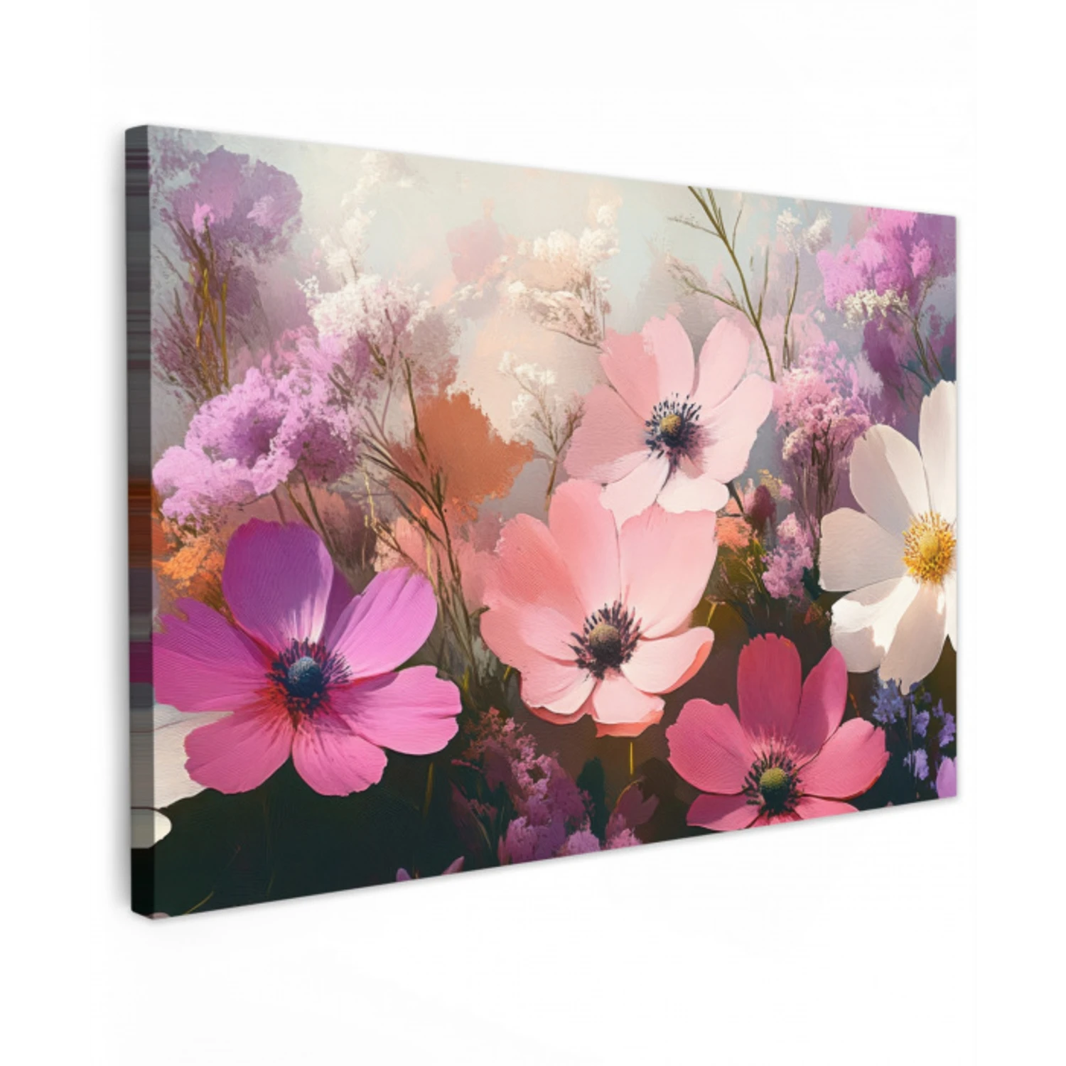 Bloemen - Kleurrijk - Bloei Tuinposter op houten frame 2 cm dik klein -3d