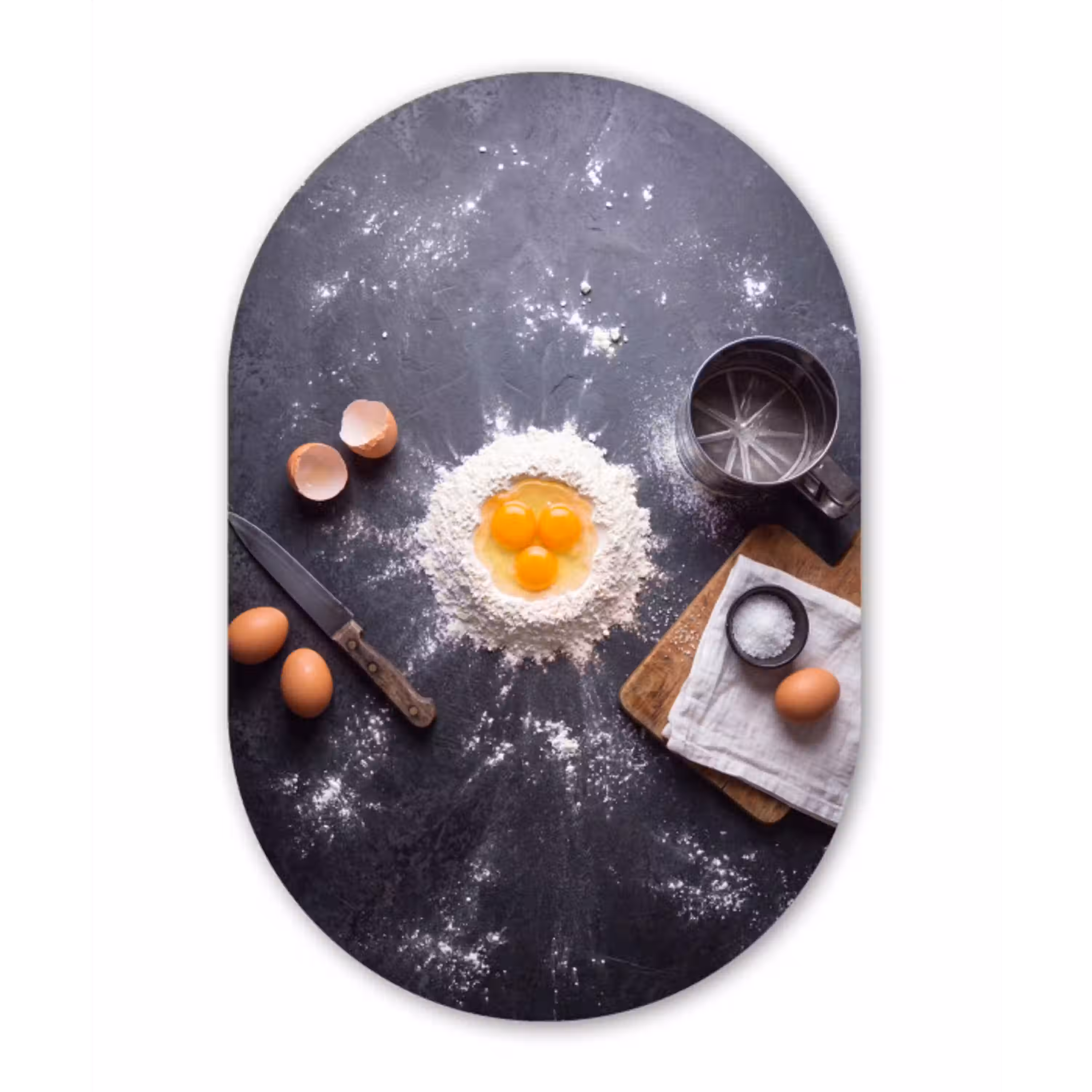 Eten - Bakken - Keuken Wandcirkel Ovaal Glas middel -3d