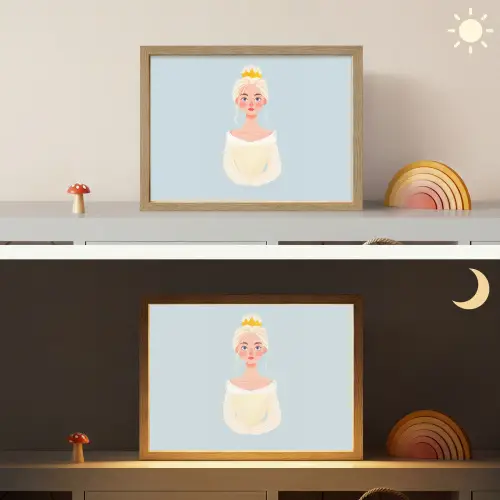 Prinses - Kroon - Blauw Light Box met batterij (Wandlamp kind) middel -sfeer3_kind