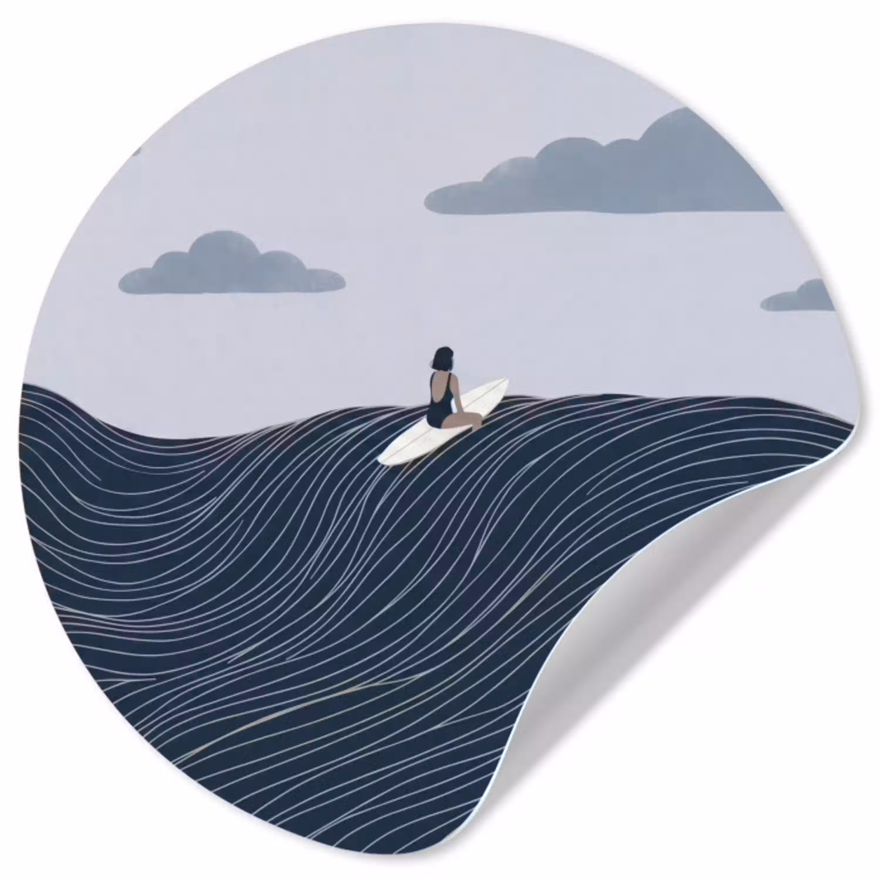 Persoon - Surfen - Oceaan - Natuur - Modern Wandcirkel behangsticker klein -3d