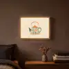 Oranje - Theepot - Bloemen - Bladeren Light Box met batterij (Wandlamp) middel -sfeer4