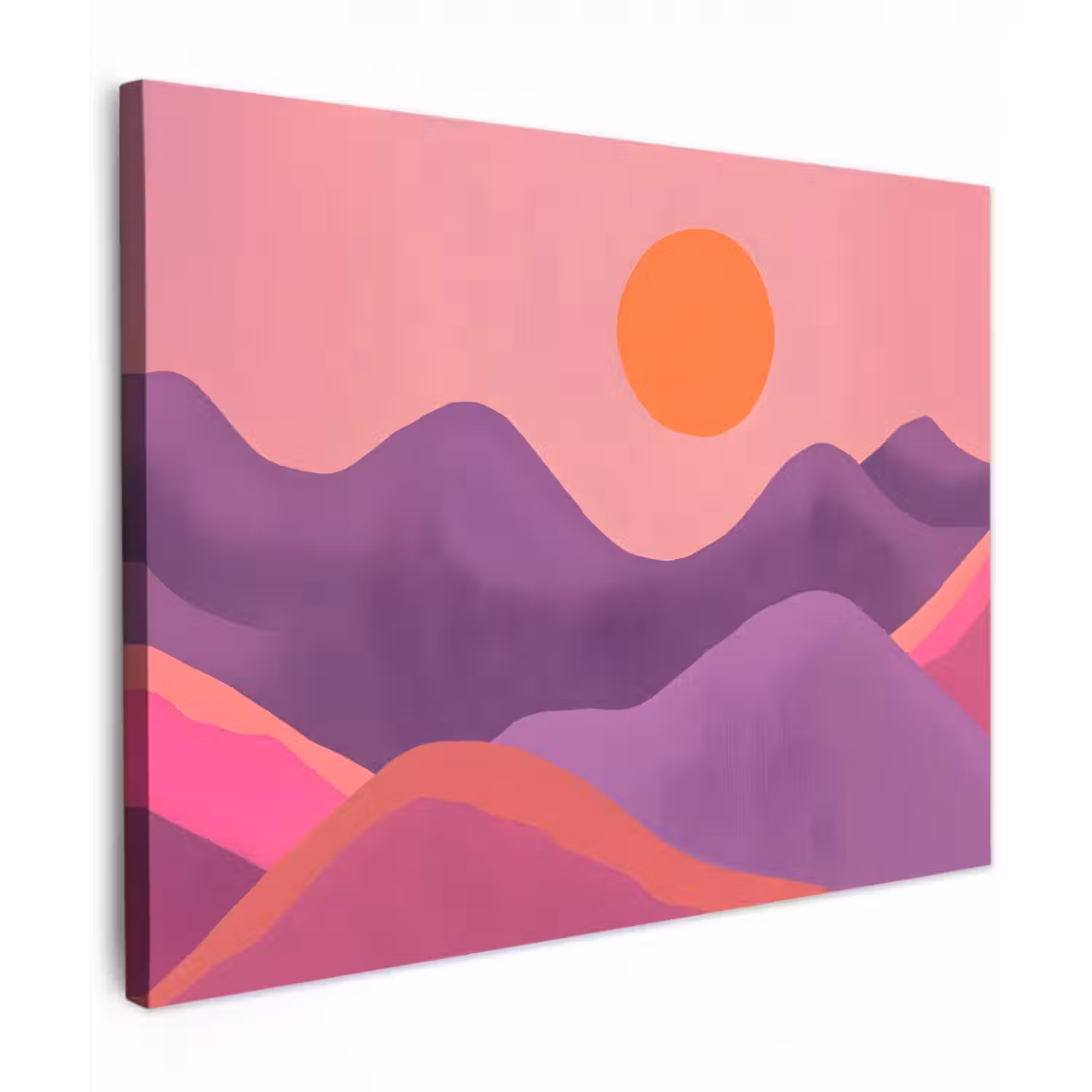 Leinwandbild - Sonne - Hügel - Lila - Abstrakt