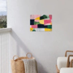 Abstract - Roze - Lappen - Vormen - Geel tuinposter los doek klein -sfeer8