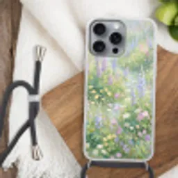 Bloemenveld - Heuvels - Kleurrijk Hoesje iPhone 16 Pro Max met koord klein -sfeer4