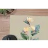 Paradijsvogelbloemen - Blauwgroene bladeren - Beige muismat rubber klein -closeup
