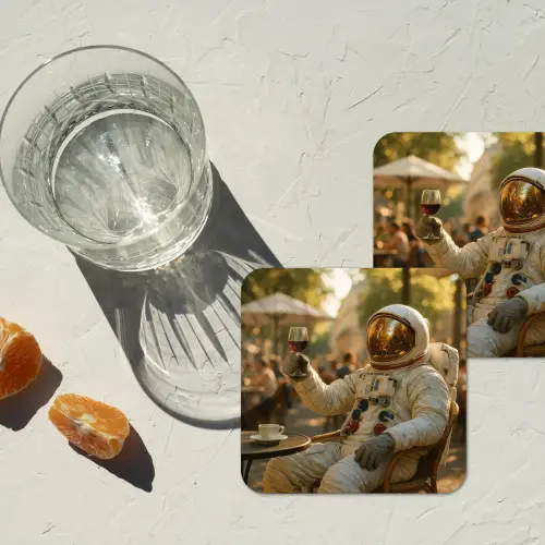 Wijn - Rood - Terras - Koffie onderzetter kurk middel -sfeer4