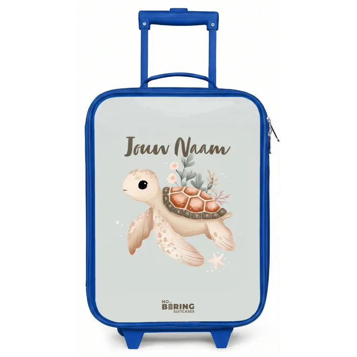 Bruine zeeschildpad in pastel onderwaterwereld Kinderkoffer - Blauw klein -zz3dotto
