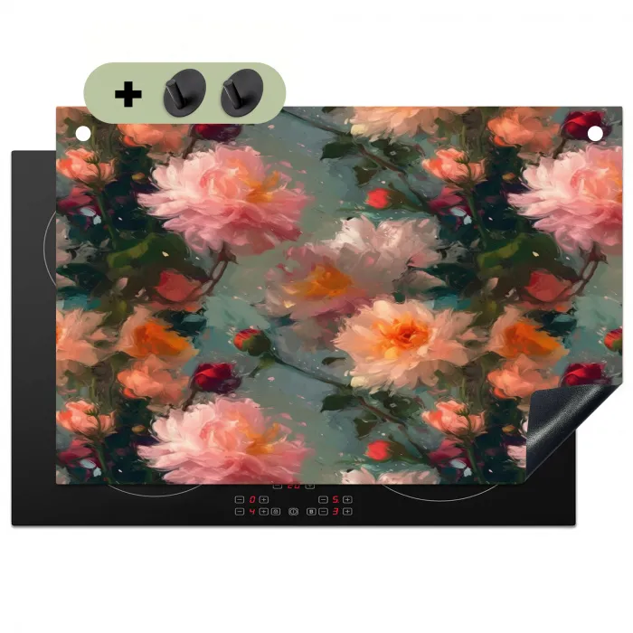 Dahlia - Bloemen - Patroon Inductie beschemer met haakjes klein 777 -3d