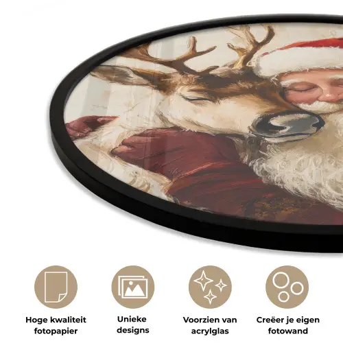 Kerstman - Rendier - Kerst - Christmas Fotolijst rond zonder passe partout klein -closeup_NL