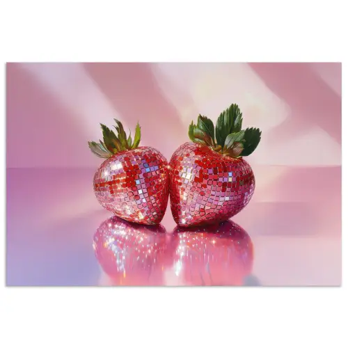 Disco - Fruit - Glitter - Strawberry poster papier klein -3d
