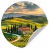 Toscane - Landschap - Wijngaarden Wandcirkel behangsticker klein -3d