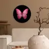 Vlinder - roze - Elegant Wandcirkel kunststof plaat 5mm dik klein -sfeer1